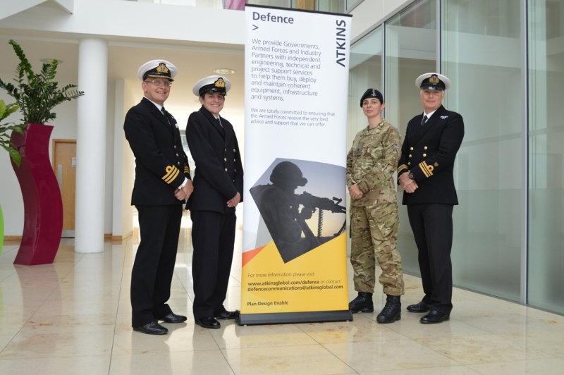 From left to right: Commander DiBs Bucknell Royal Naval Reserve (RNR) – CO FLYING FOX Officer Cadet Gareth Earle RNR – HMS FLYING FOX Major Dawn Anstey - Company Commander Bristol ACF Lieutenant Commander Oz Rhodes RNR – HMS FLYING FOX