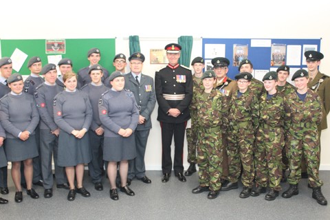 Cornwall Lord-Lieutenant Colonel Edward Bolitho OBE with Newquay Cadets