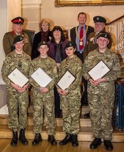 The four Cadets with their certificates at the award ceremony in Bath. Picture copyright Peter Russell 2014.