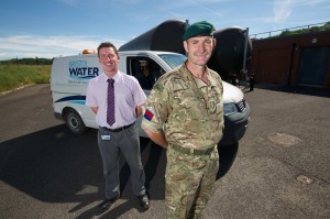 Staff Sergeant Mark Wilson at Bristol Water’s Barrow Gurney treatment works with his line manager, Dave Laken.